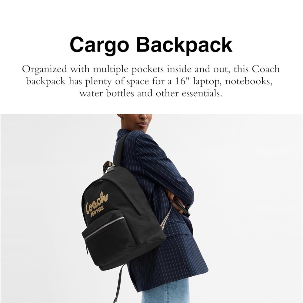 Coach Black Backpack with Silver Details - Picture 5 of 6